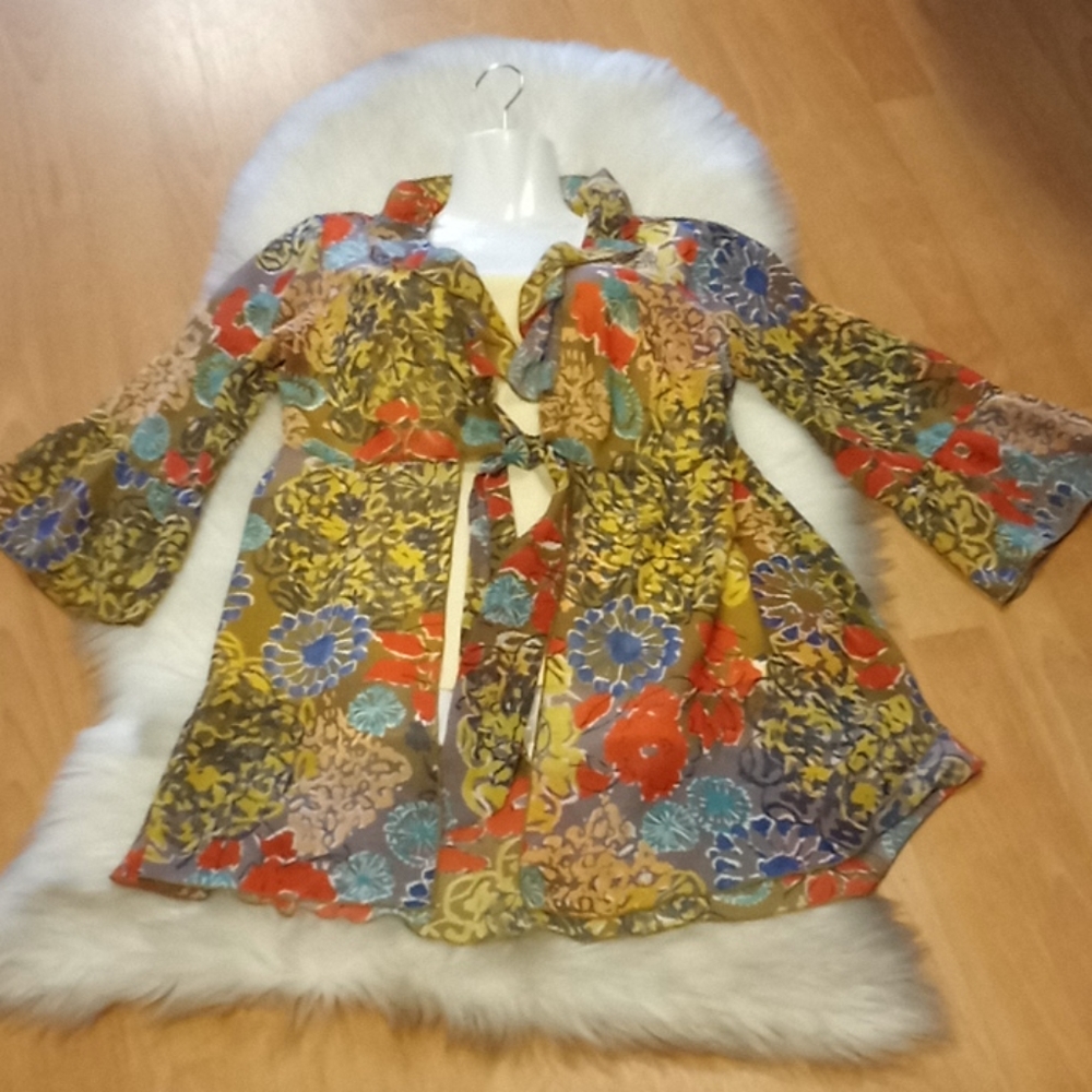 CAbi Floral Chiffon Cardigan Blouse - Picture 9 of 13